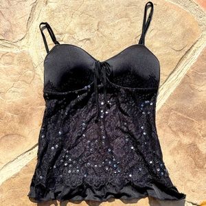 The Limited, Black, Lace, Sequin, Lingerie Top, Size M